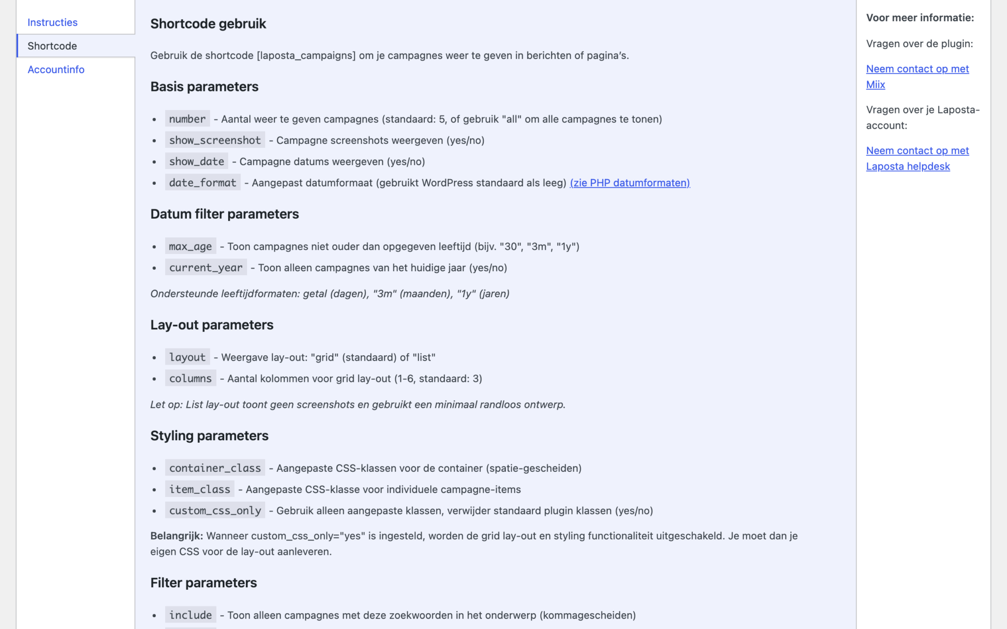 Hulp - Shortcode