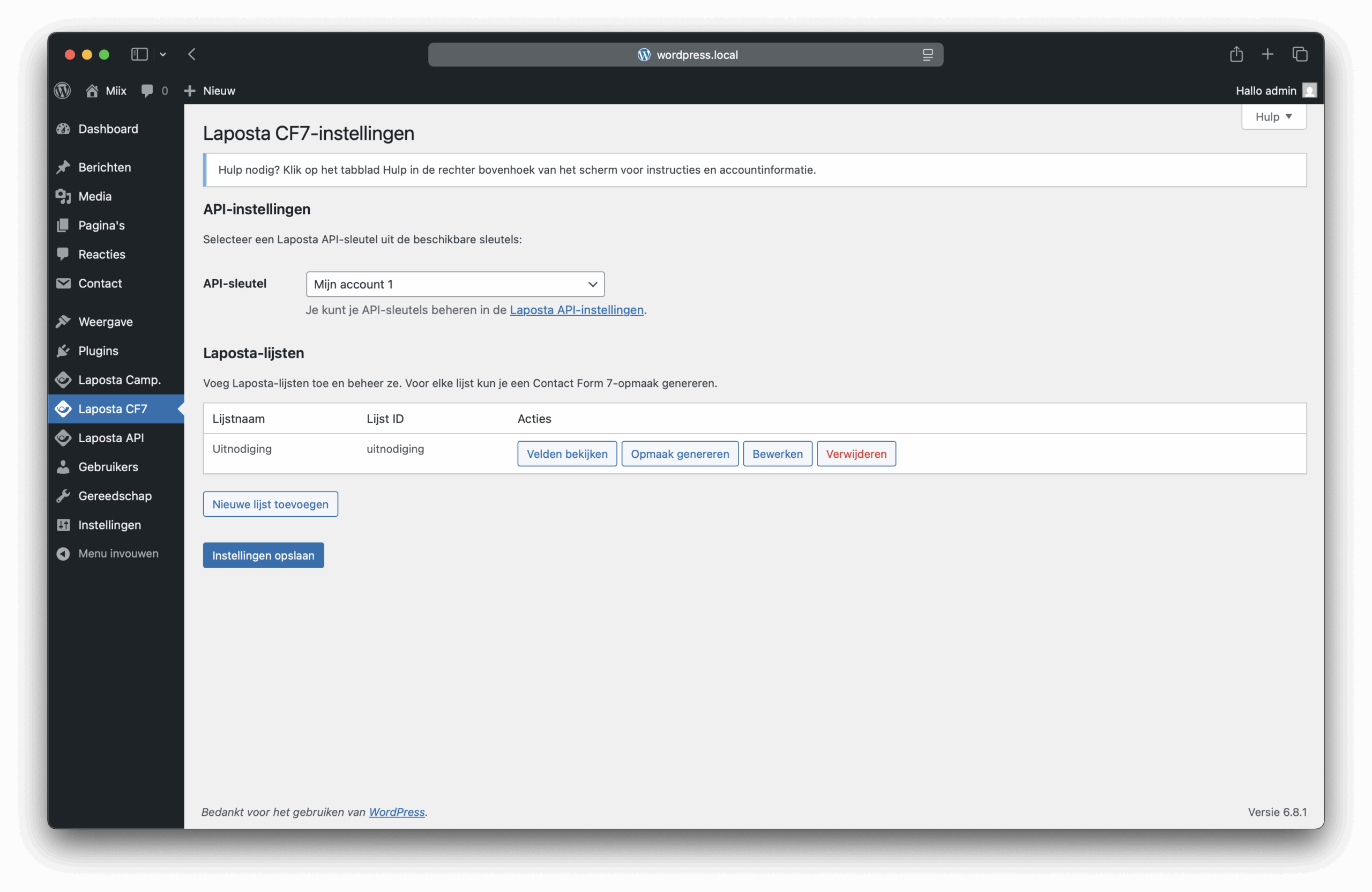 Laposta CF7 Screenshot 1