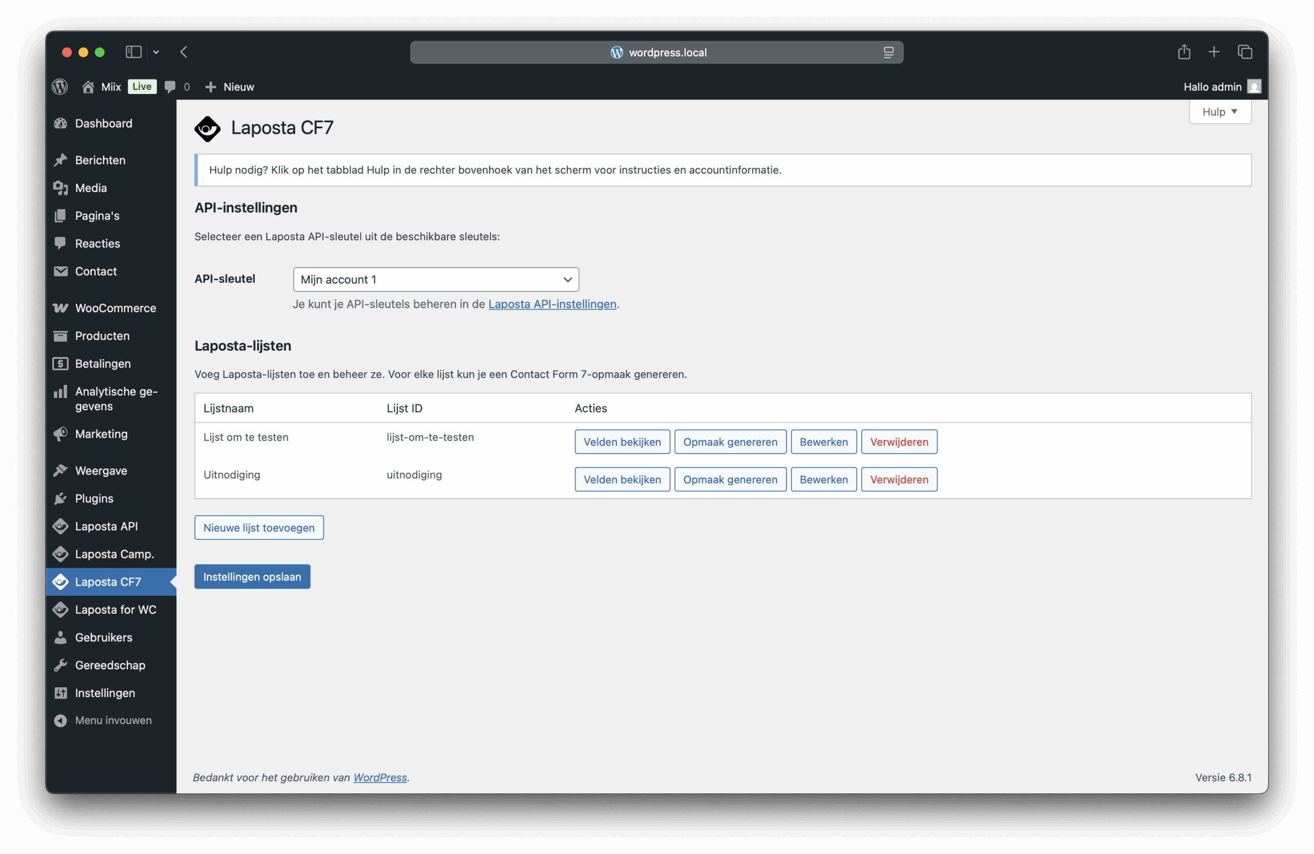Laposta CF7 Screenshot 1