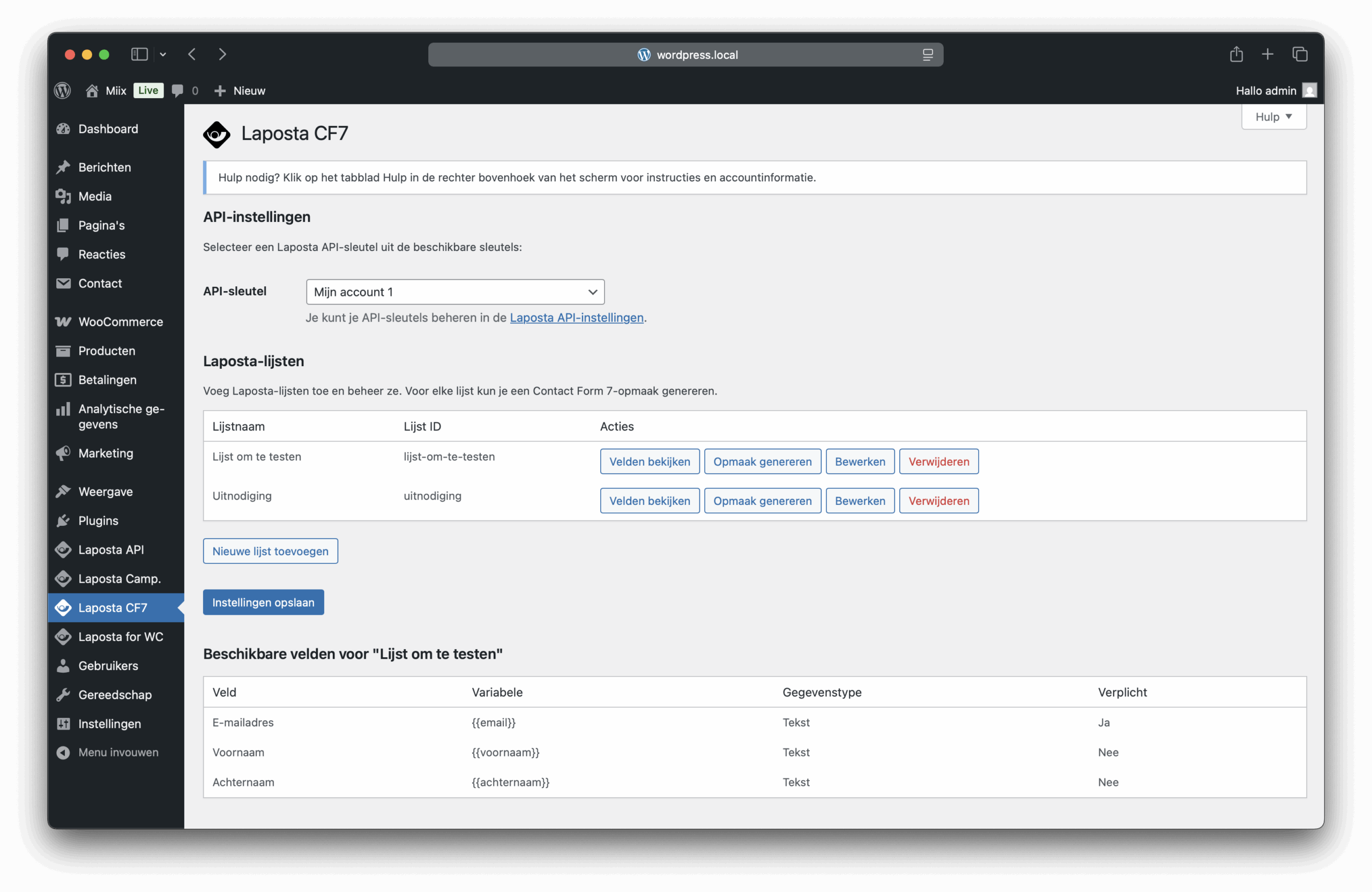 Laposta CF7 Screenshot 5