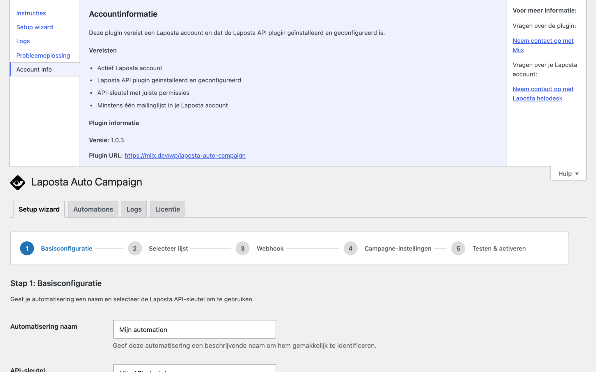 Hulp - Account Info