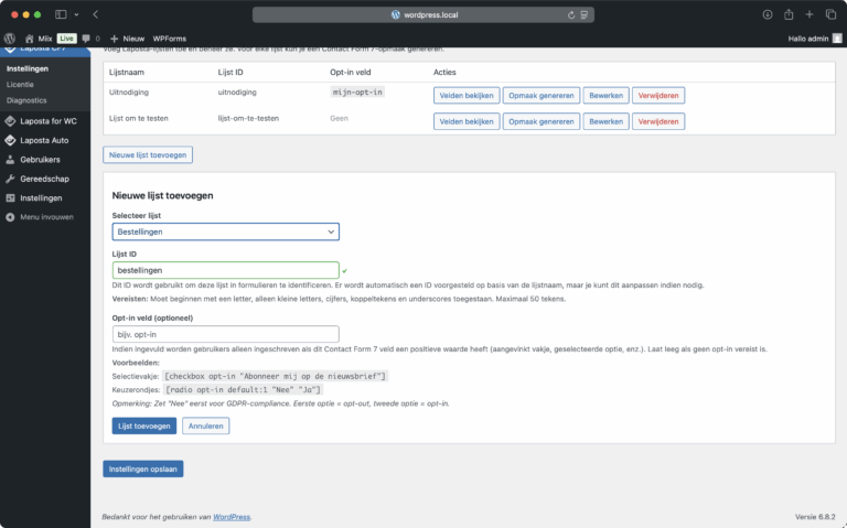 Laposta CF7 Screenshot 4