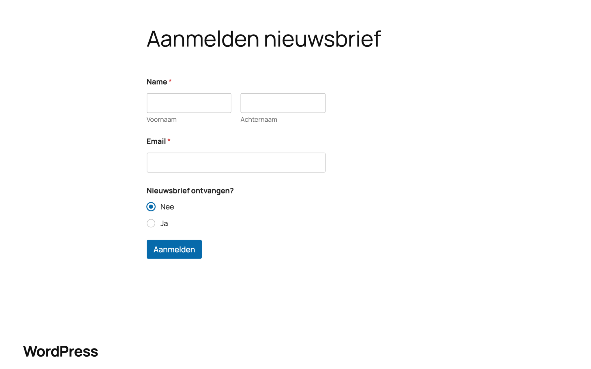 Weergave formulier