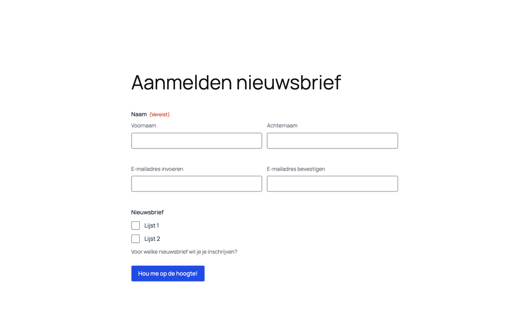 Weergave formulier