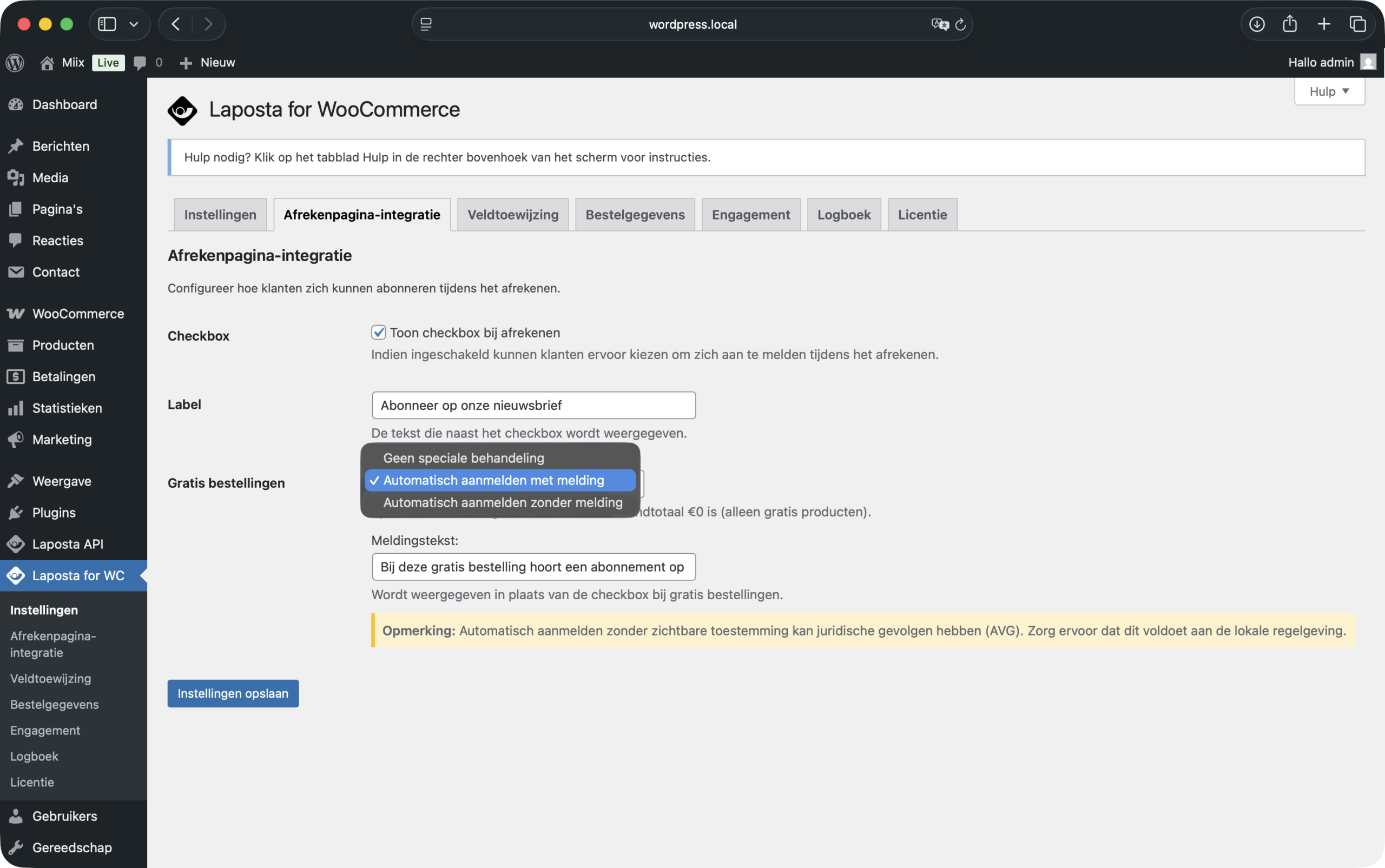 Laposta for WooCommerce Screenshot 5