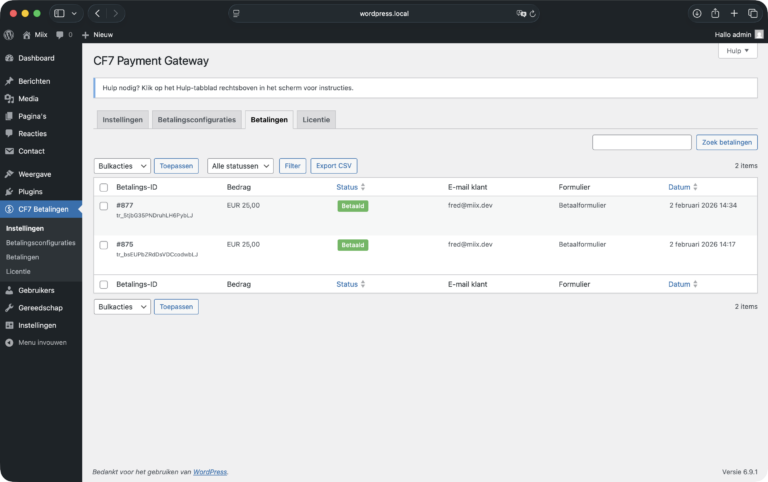 CF7 Payment Gateway Screenshot 6